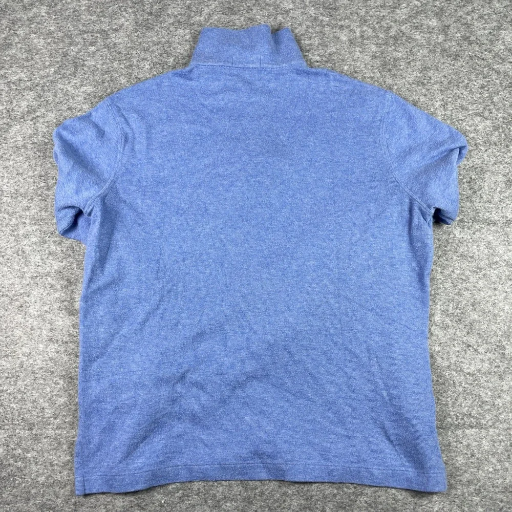 Polo Ralph Lauren Sweater Mens M Blue Estate Rib 1/4 Zip Cotton Preppy Pullover